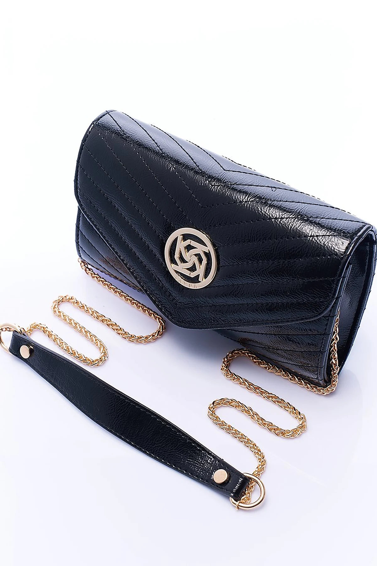 Envelope Form Bag with Logo Black