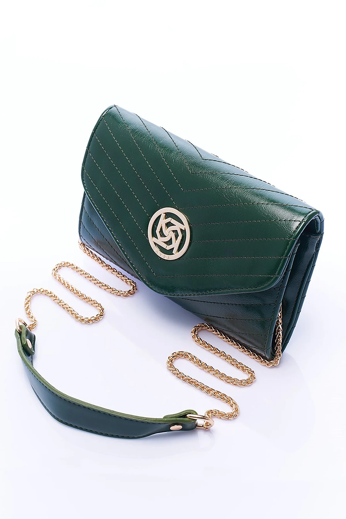 Envelope Form Bag with Logo Emerald