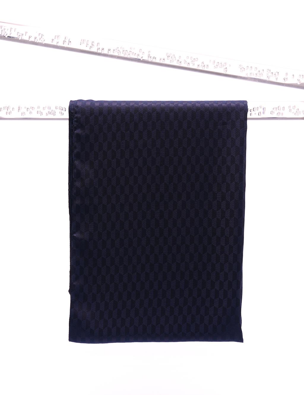 Jakarlı Monogram Şal Petek Desen Lacivert