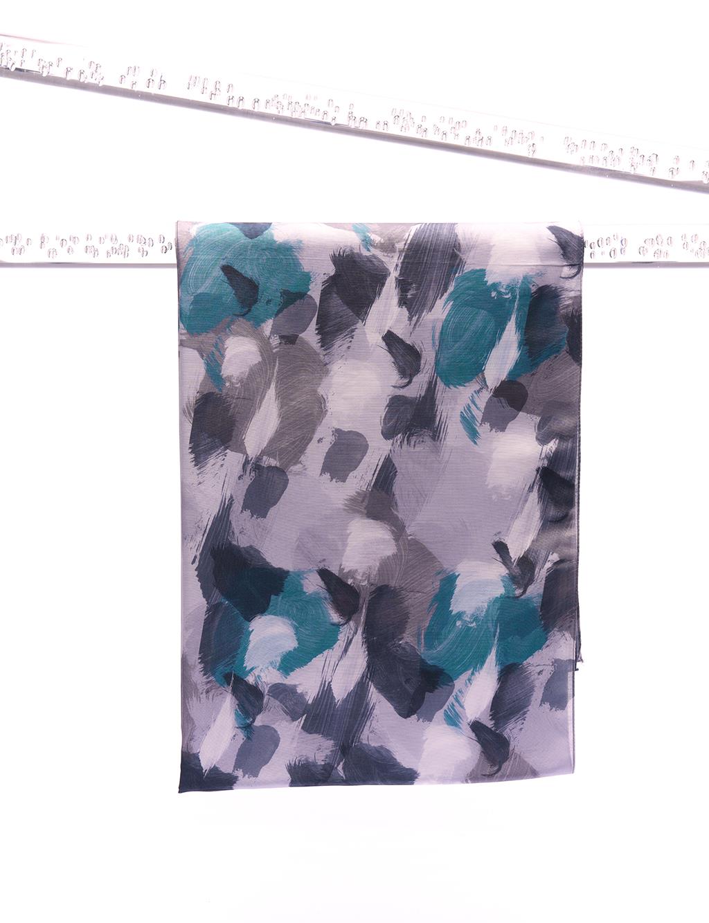 Abstract Pattern Digital Print Shawl Turquoise