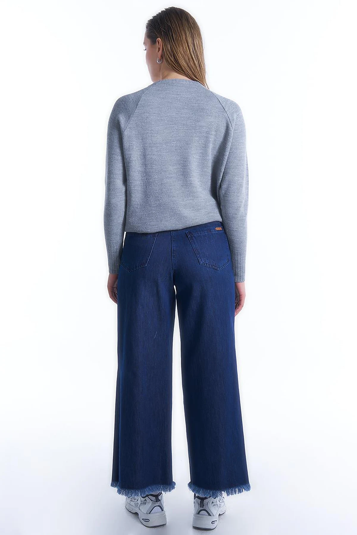 Beli Lastikli Püsküllü Denim Pantolon İndigo