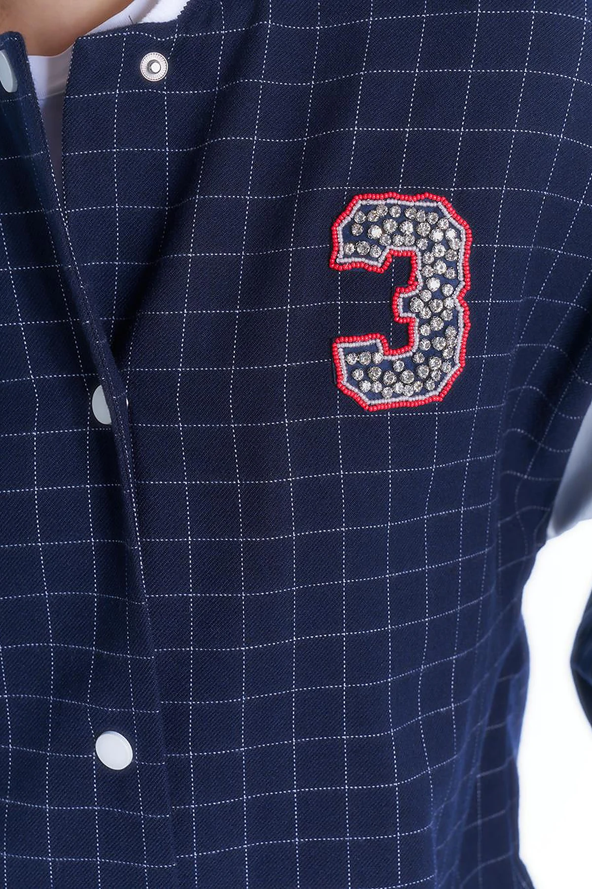 College Collar Snap Closure Jacket Navy Blue