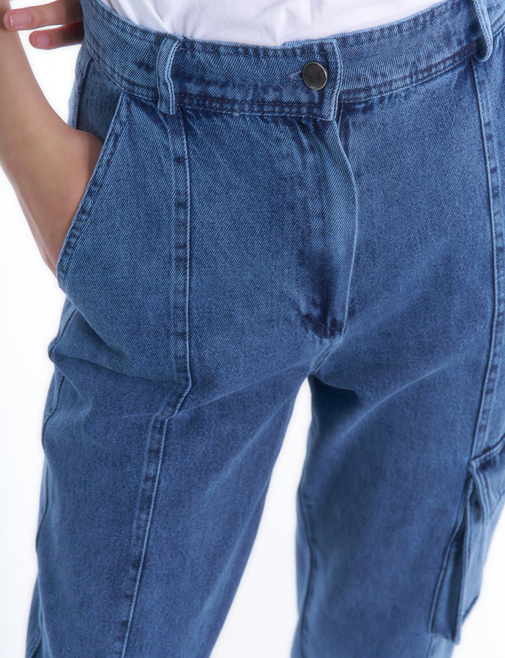 Pocket Detailed Denim Trousers Indigo