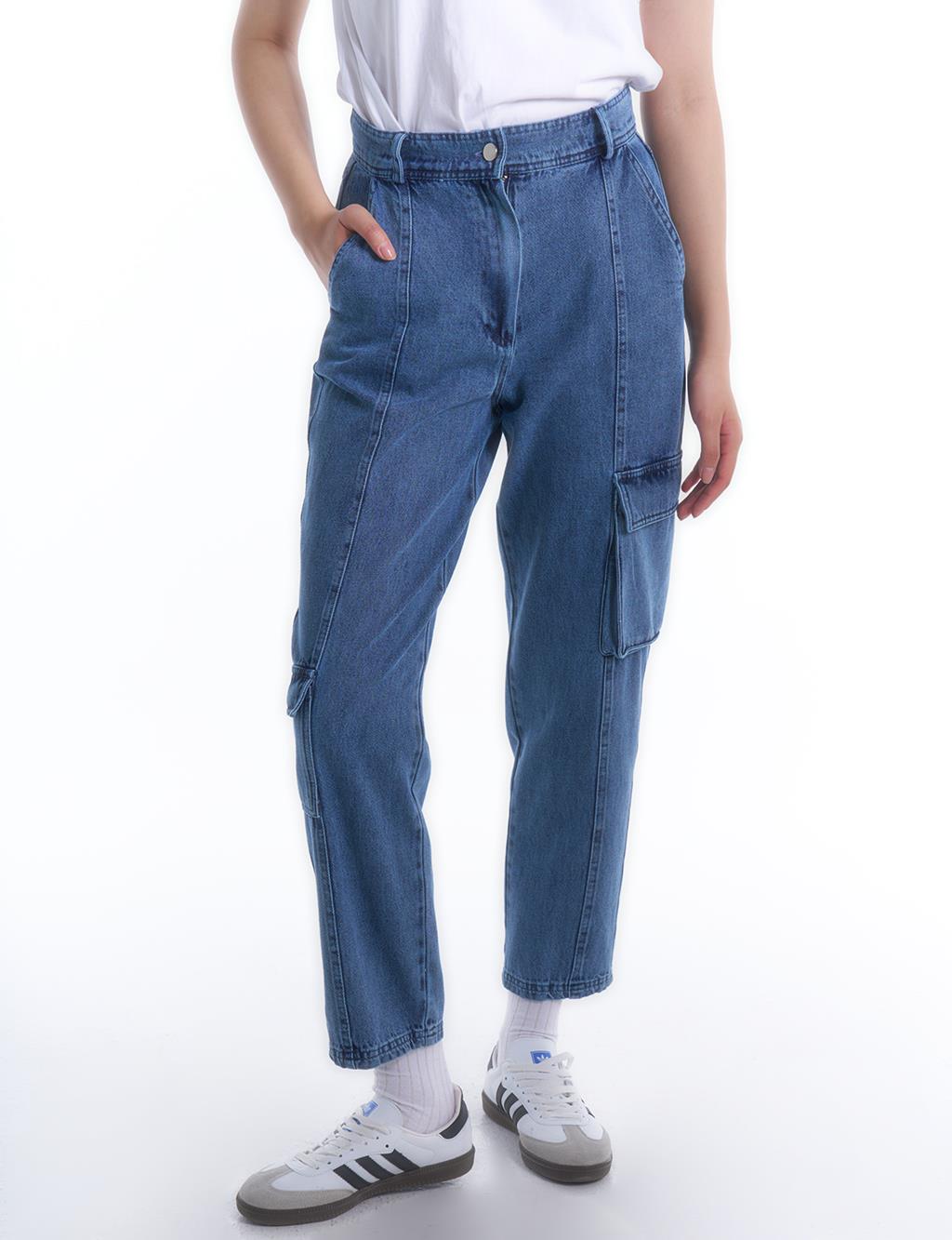 Pocket Detailed Denim Trousers Indigo