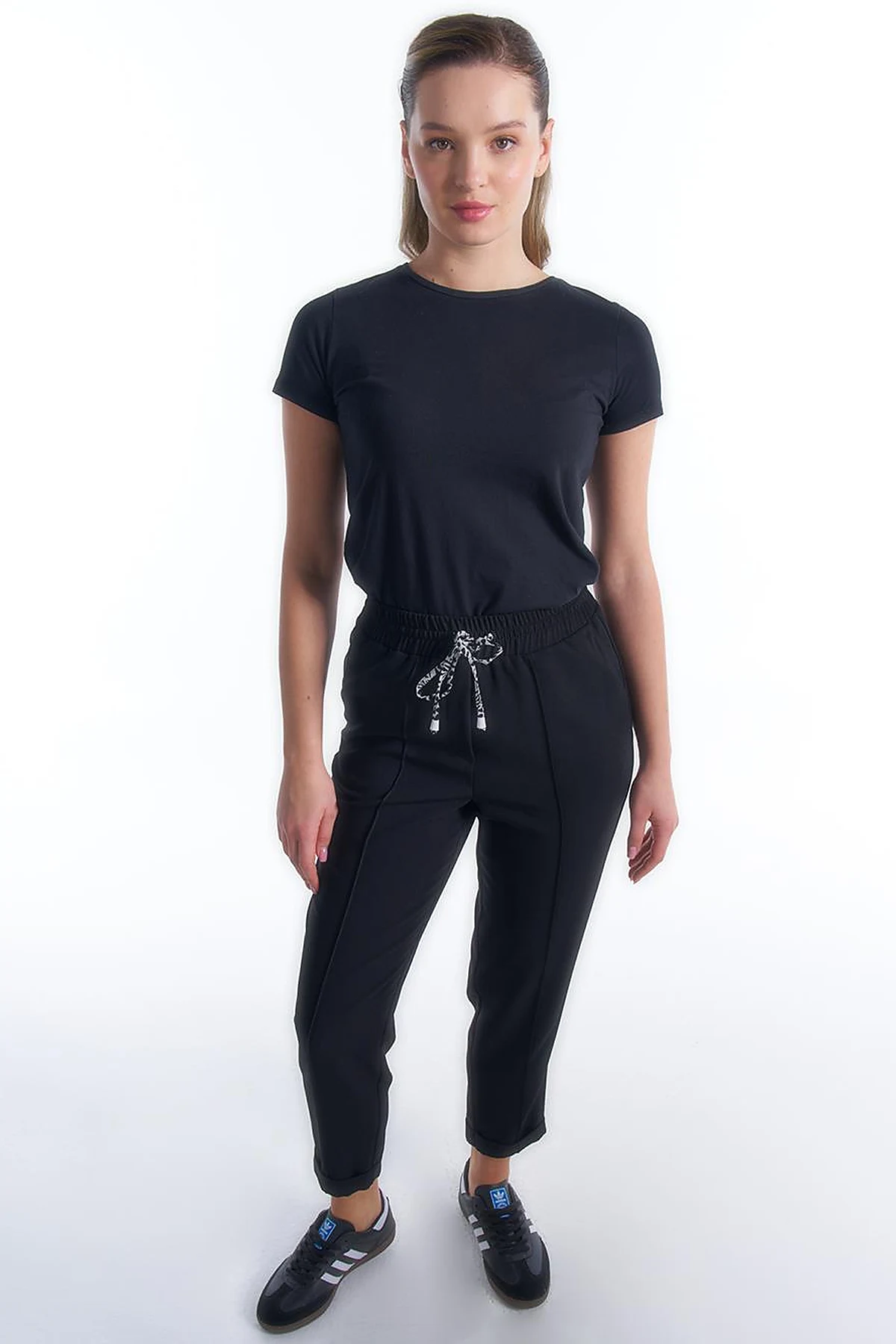 Chima Stitch Lace-Up Pants Black