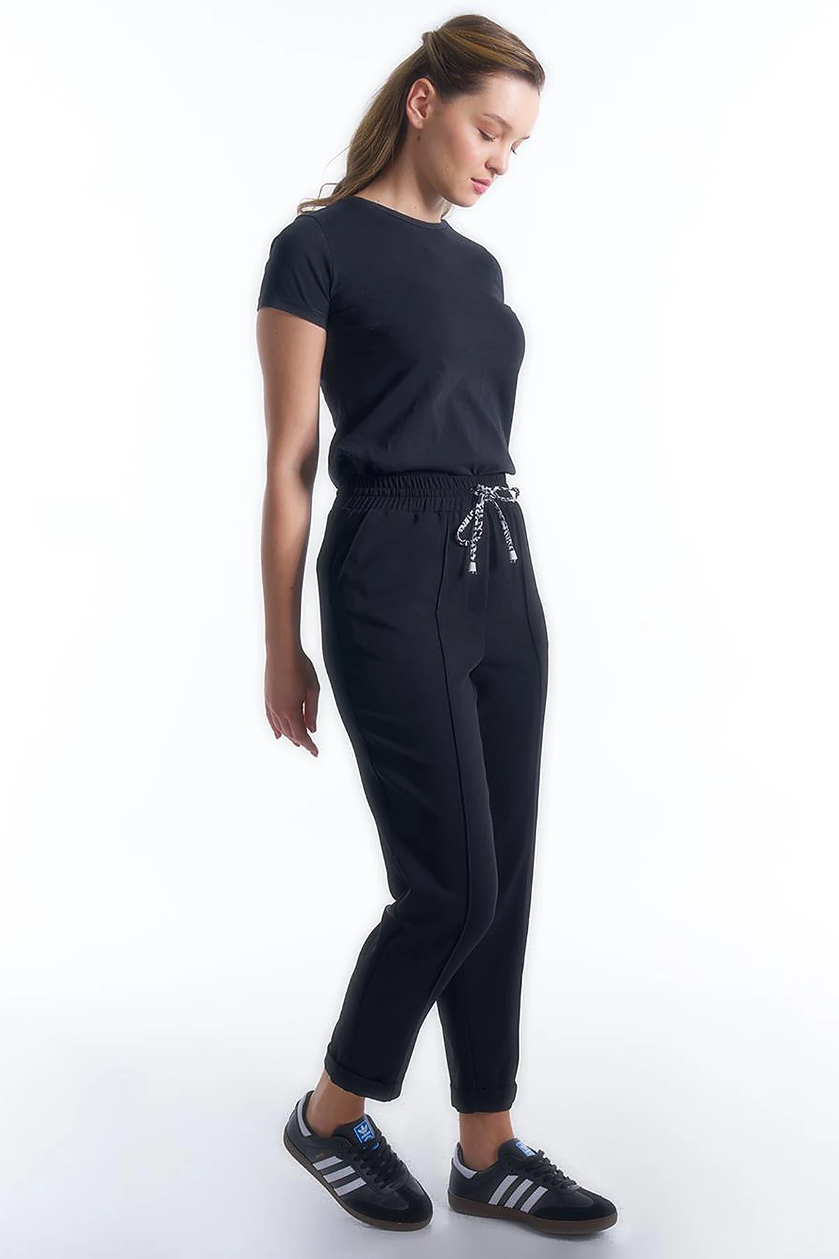 Chima Stitch Lace-Up Pants Black