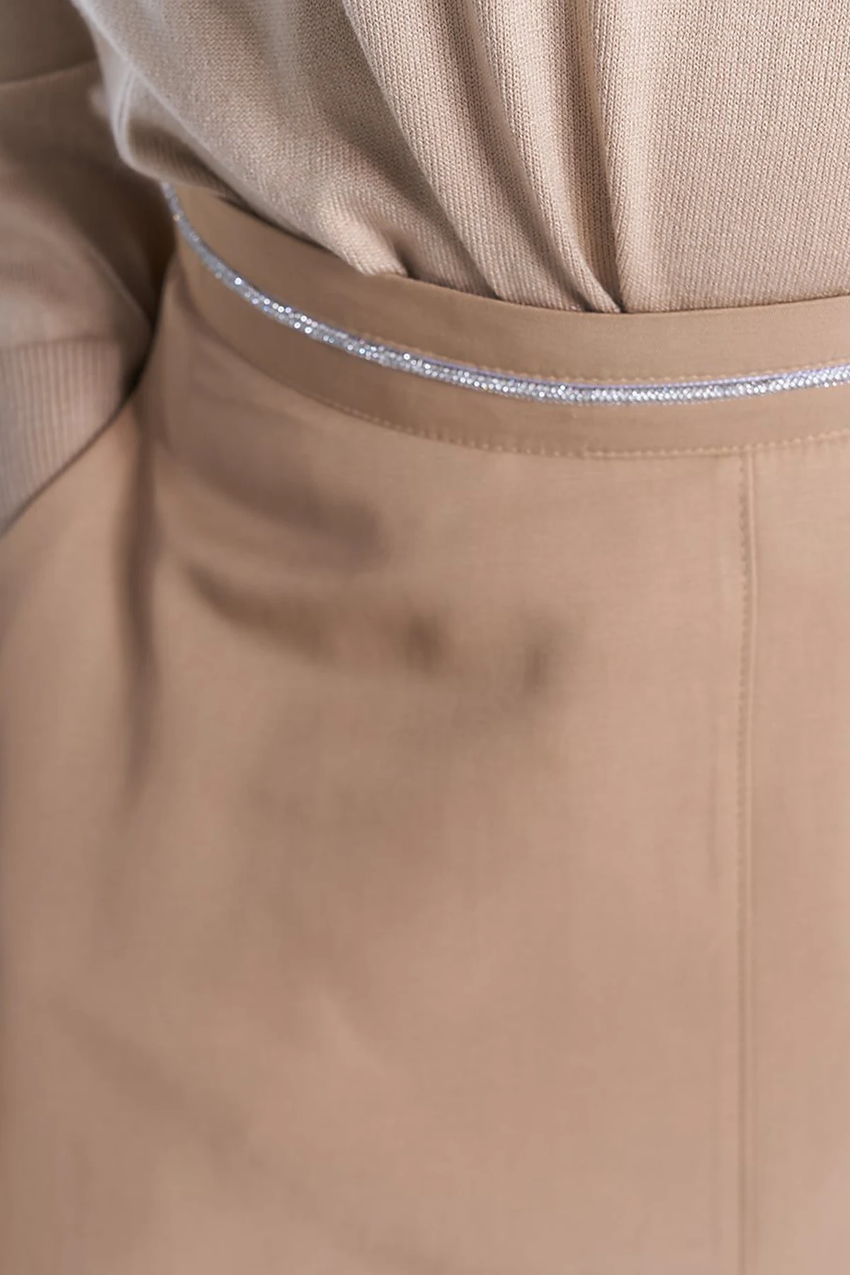 High Waist Flared Skirt Beige