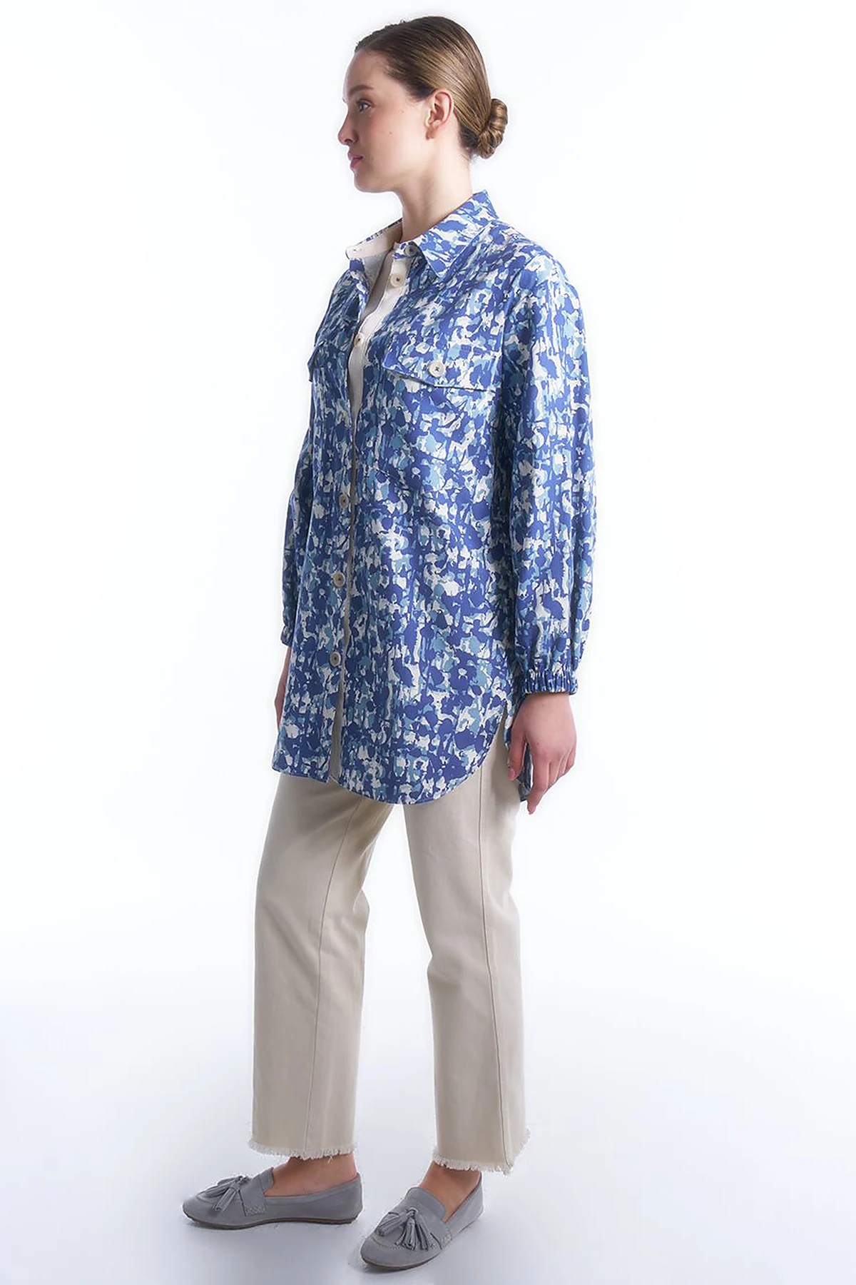 Tunic with Pocket Detail and Garnish in Blue-Mint