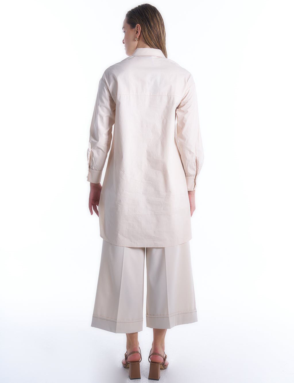 Etnik Desen Tunik Koyu Krem