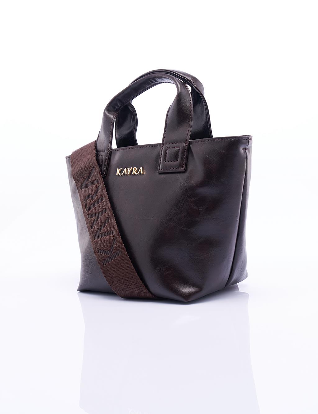 Plain Textured Tote Bag Dark Brown