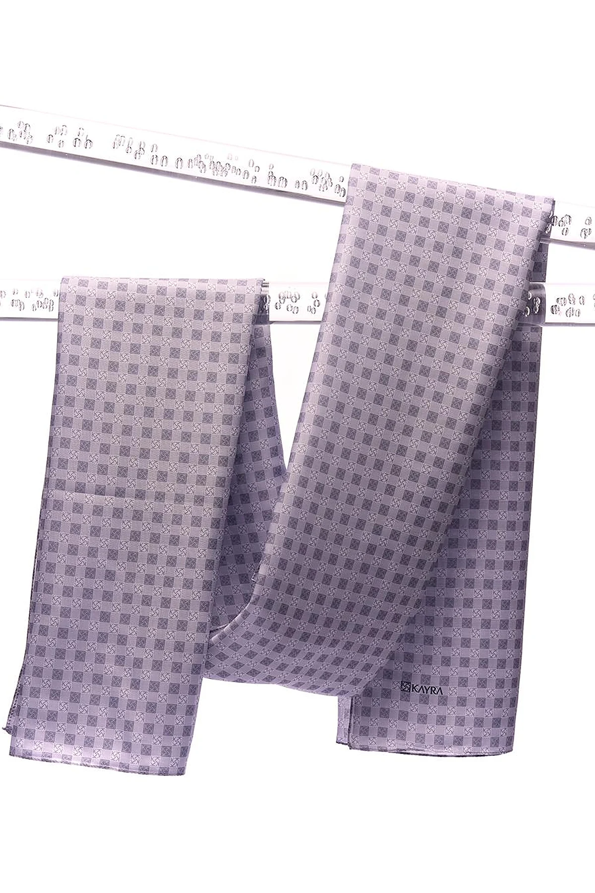 Checkered Monogram Patterned Shawl Gray