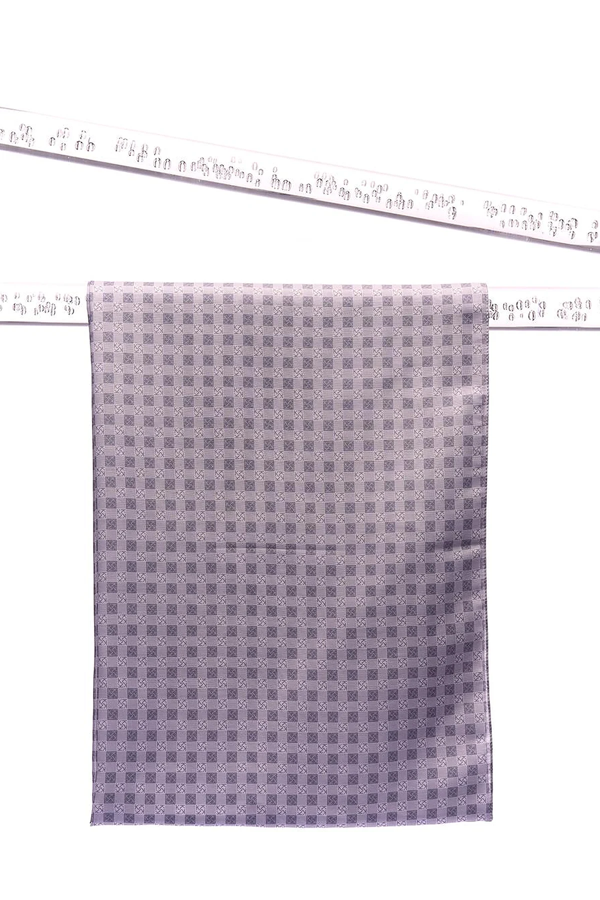 Checkered Monogram Patterned Shawl Gray