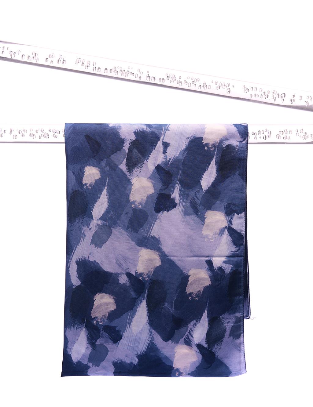Abstract Pattern Digital Print Shawl Navy Blue