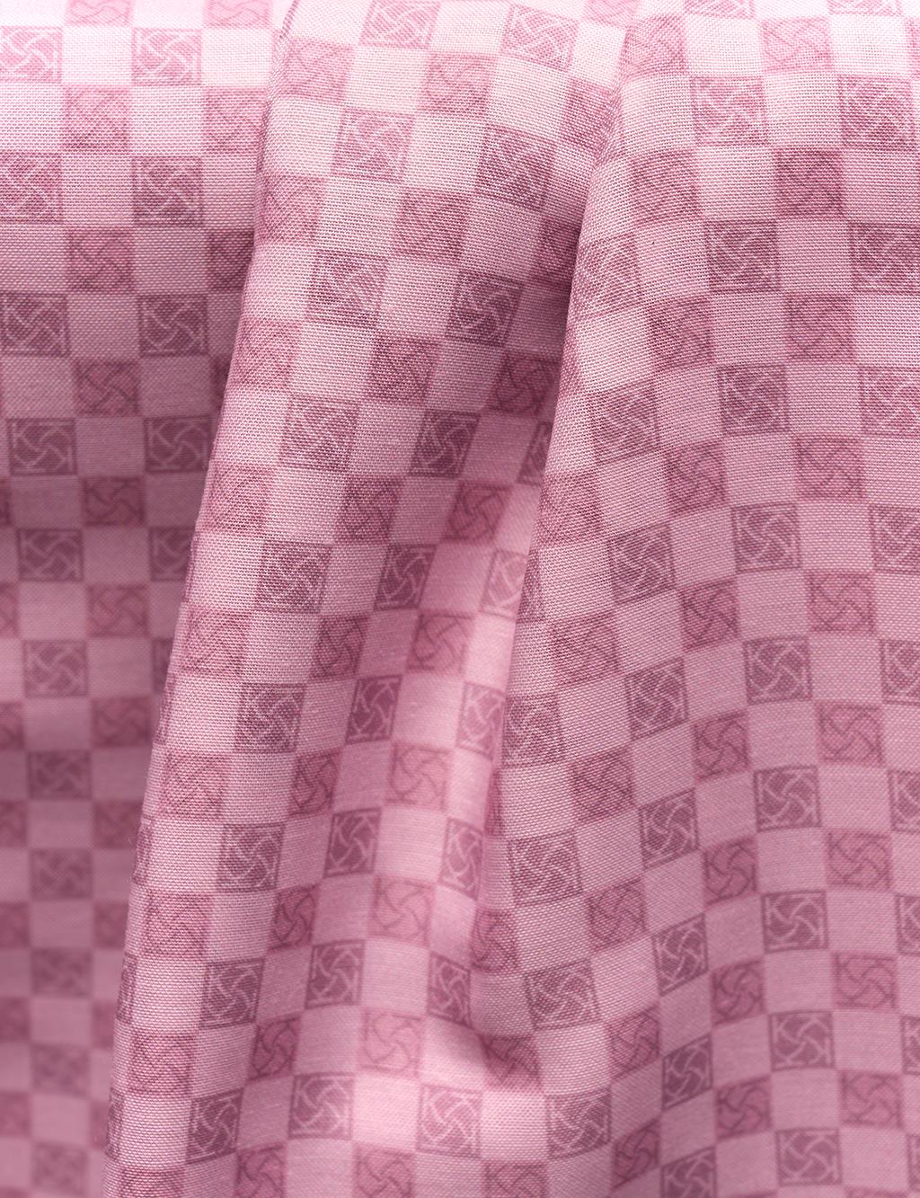 Checkered Monogram Patterned Shawl Pink