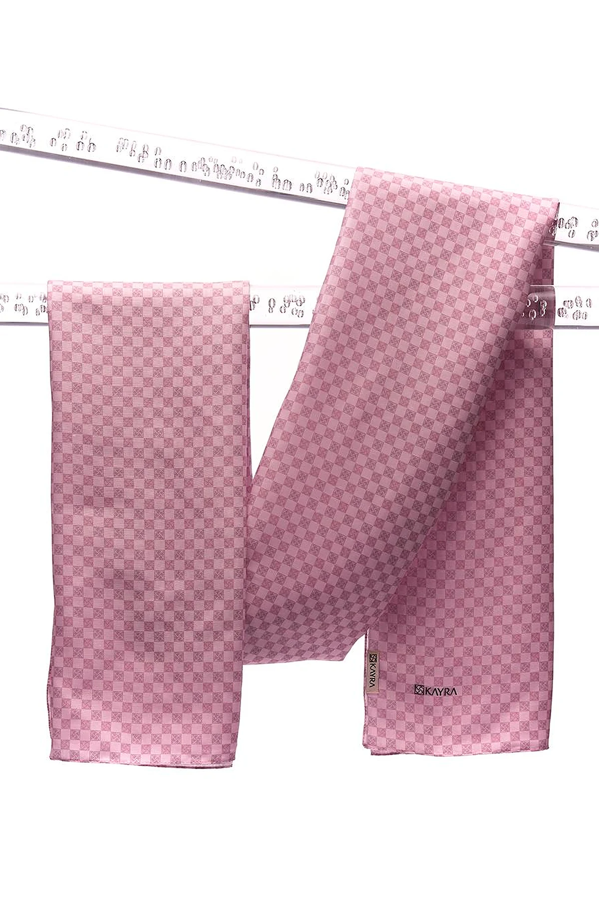 Checkered Monogram Patterned Shawl Pink