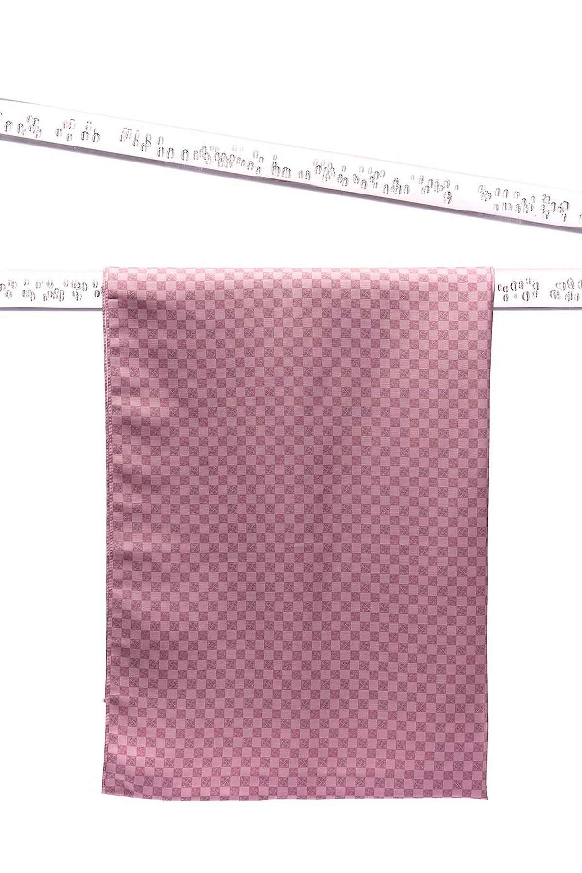 Checkered Monogram Patterned Shawl Pink