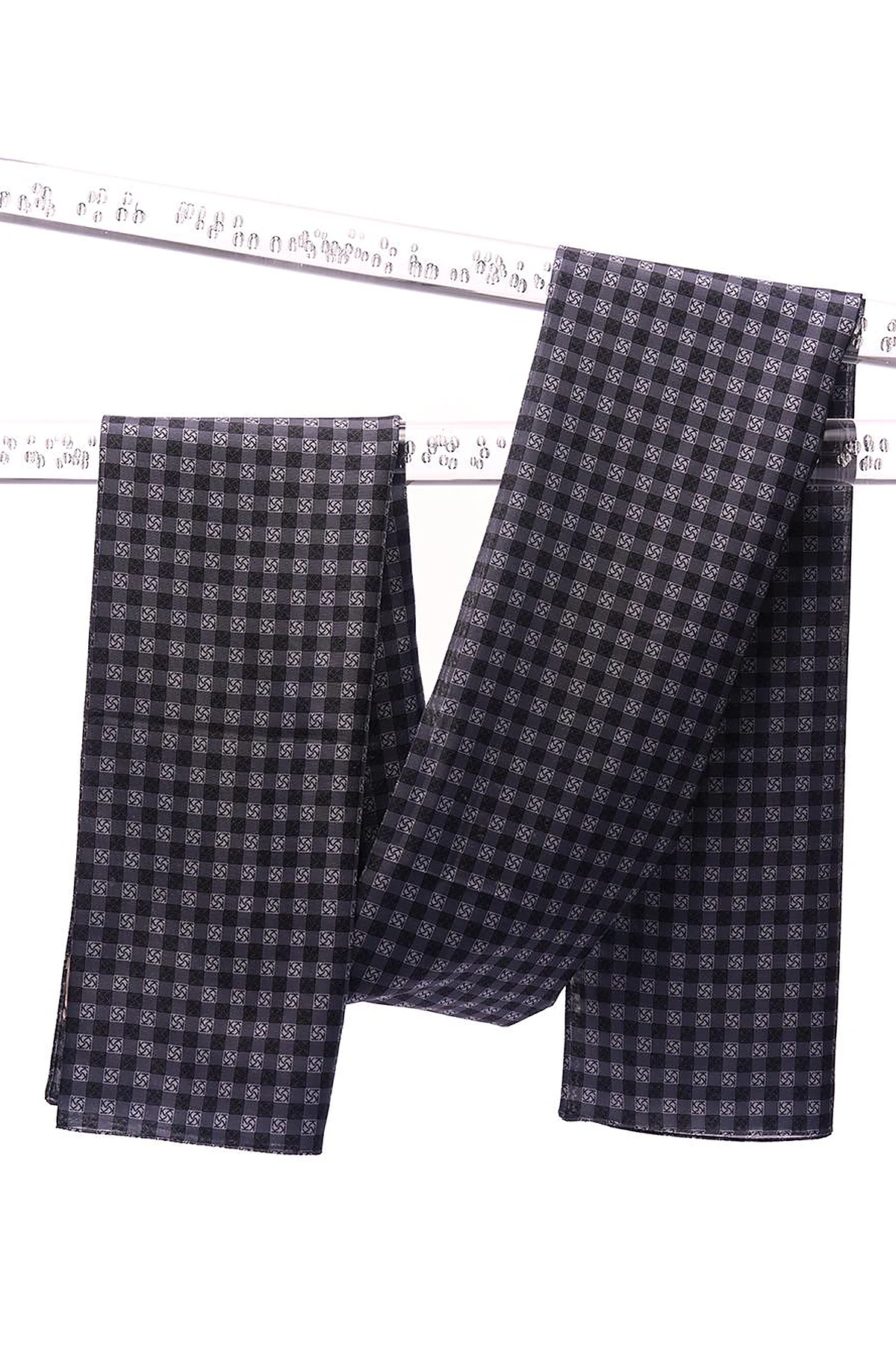 Checkered Monogram Patterned Shawl Anthracite