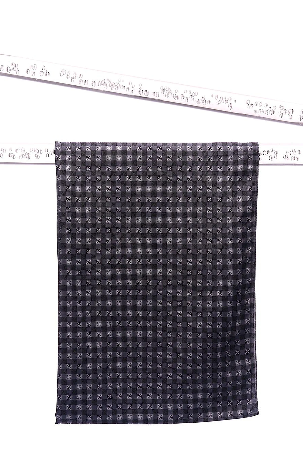 Checkered Monogram Patterned Shawl Anthracite