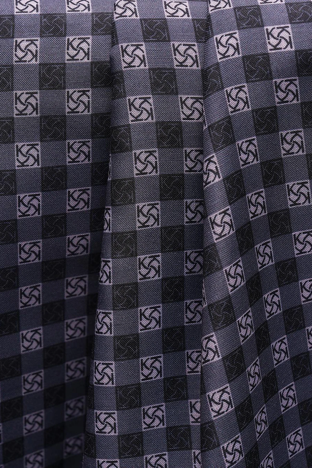 Checkered Monogram Patterned Shawl Anthracite