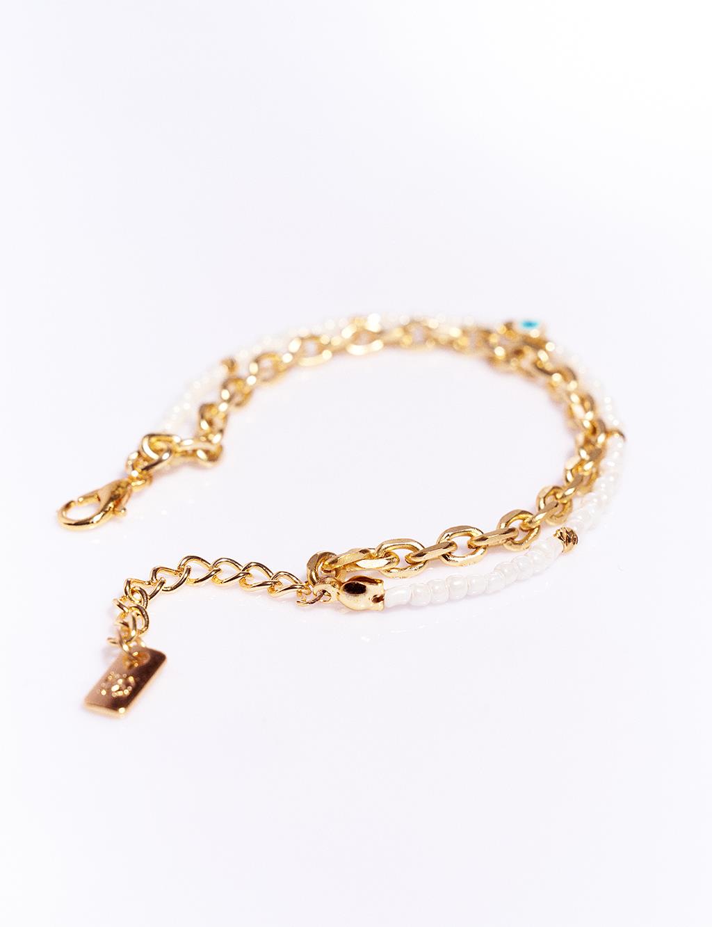 Evil Eye Bead Detailed Bracelet Gold