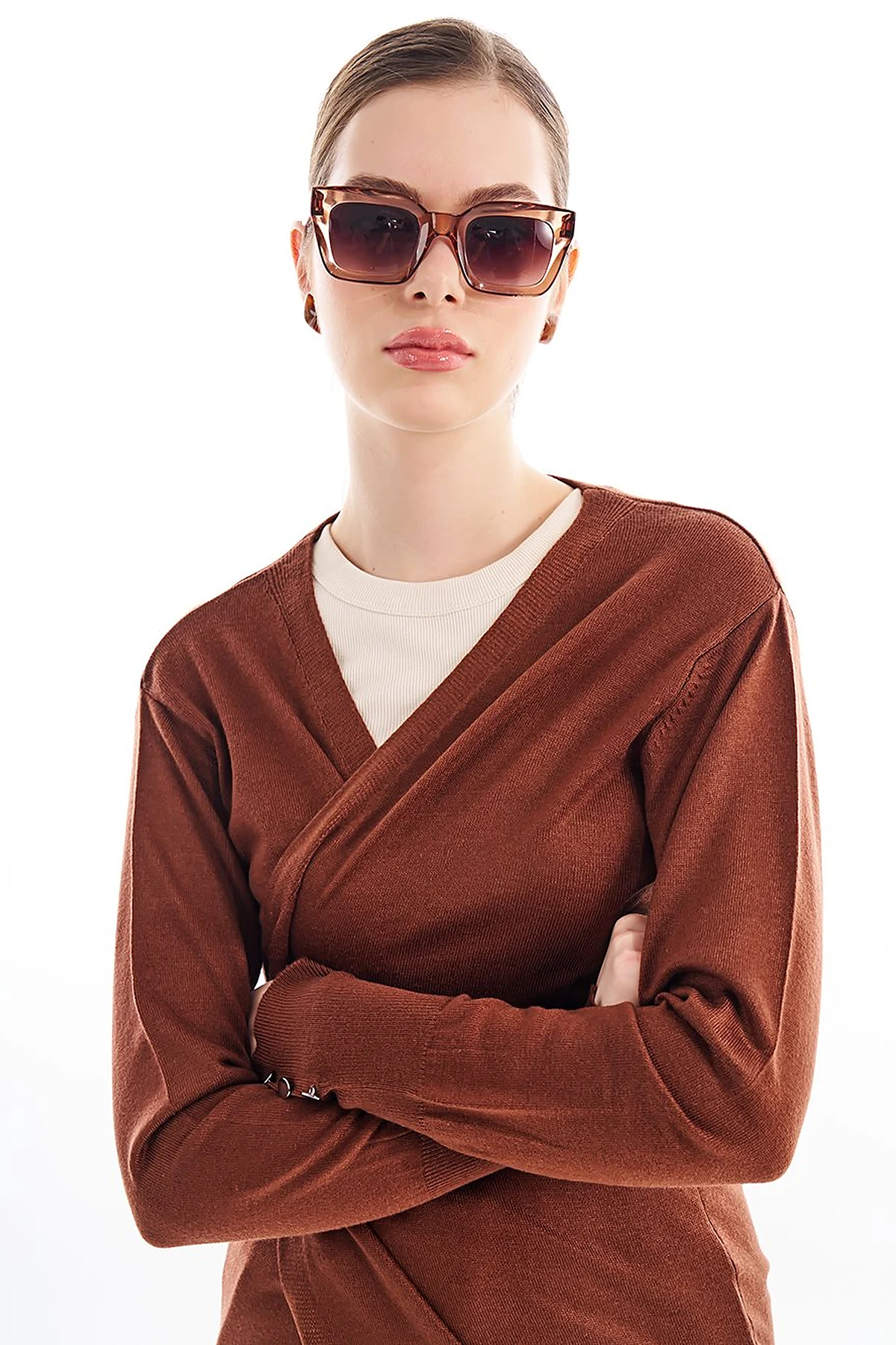 Long Knitwear Cardigan Dark Brown