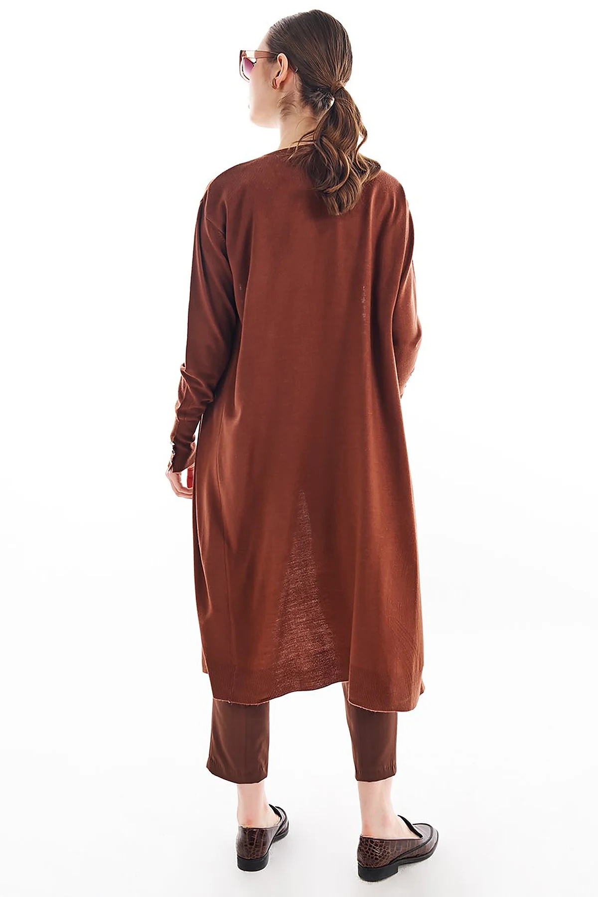 Long Knitwear Cardigan Dark Brown