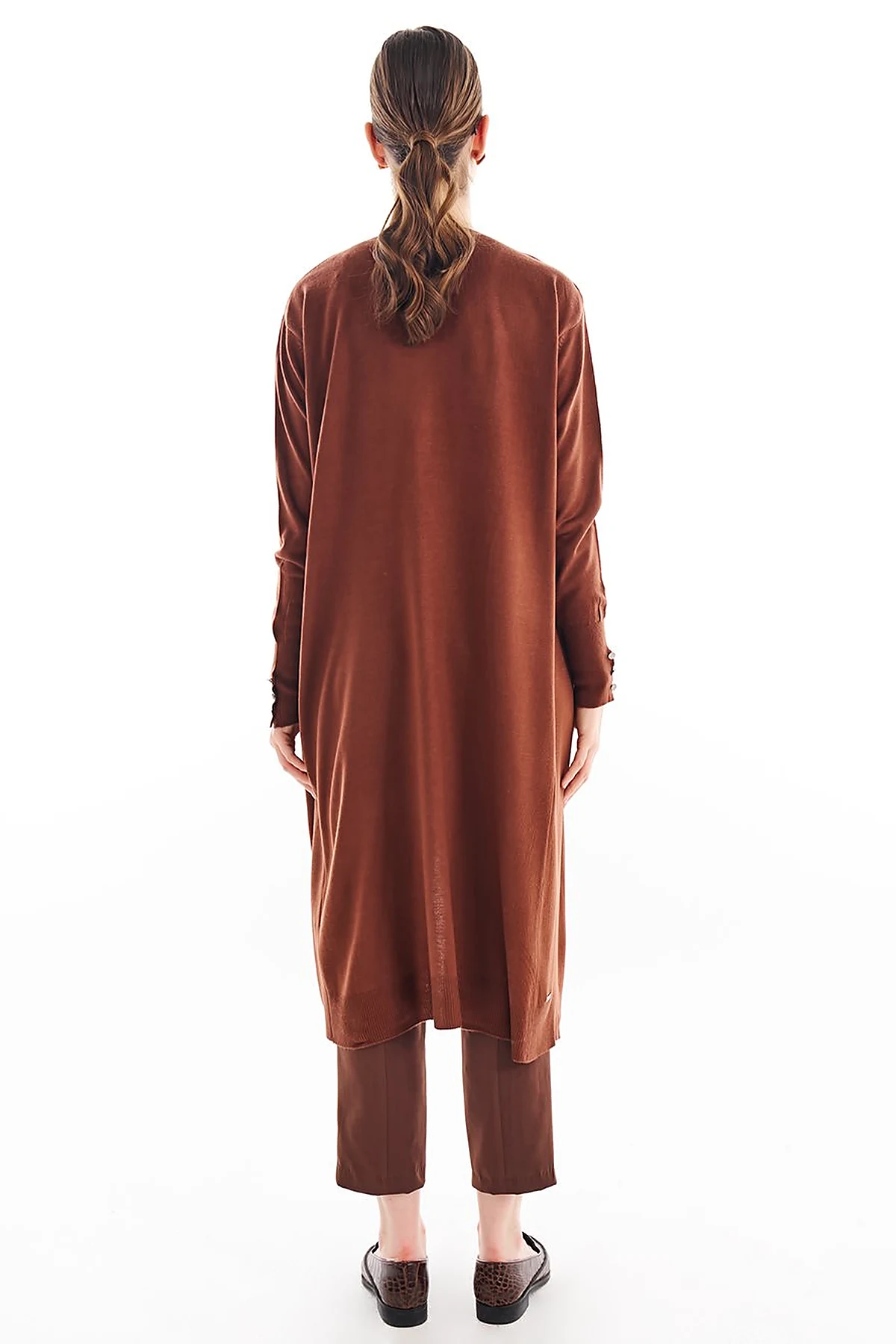 Long Knitwear Cardigan Dark Brown