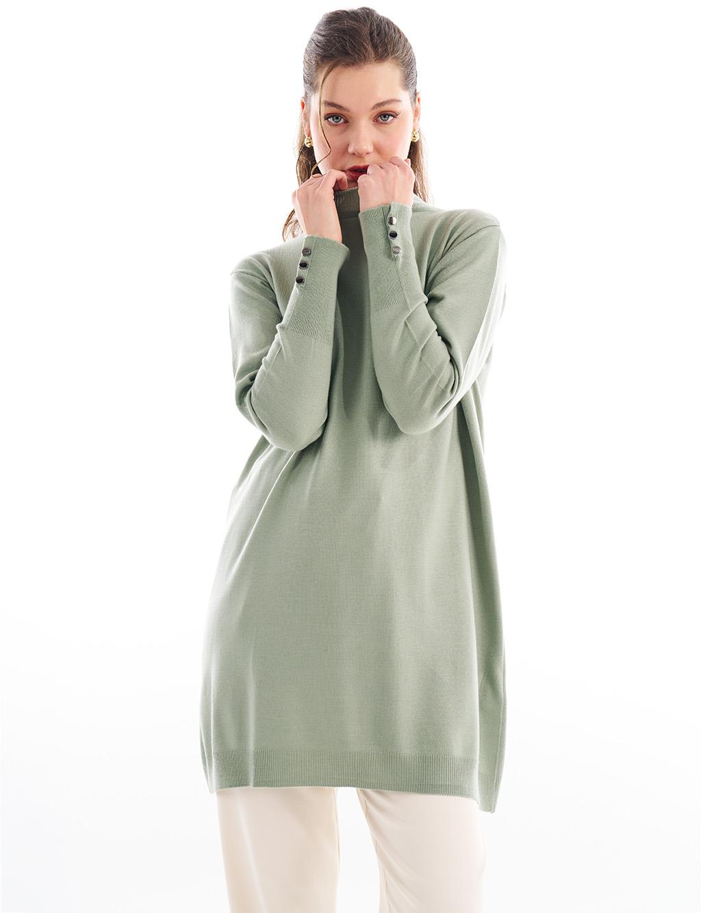 Turtleneck Basic Knitwear Tunic Moss Green