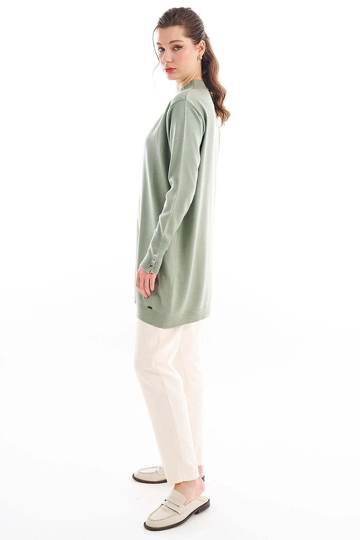 Turtleneck Basic Knitwear Tunic Moss Green