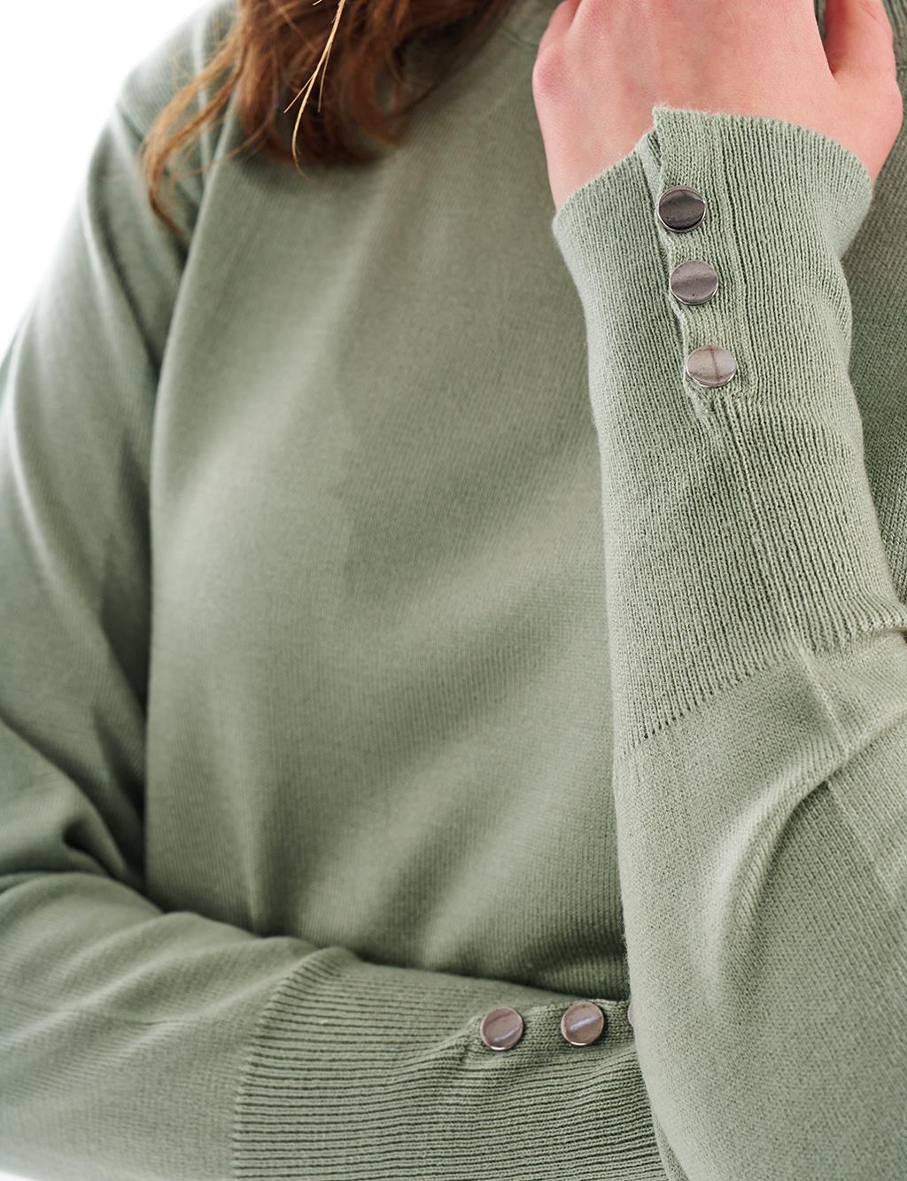 Turtleneck Basic Knitwear Tunic Moss Green