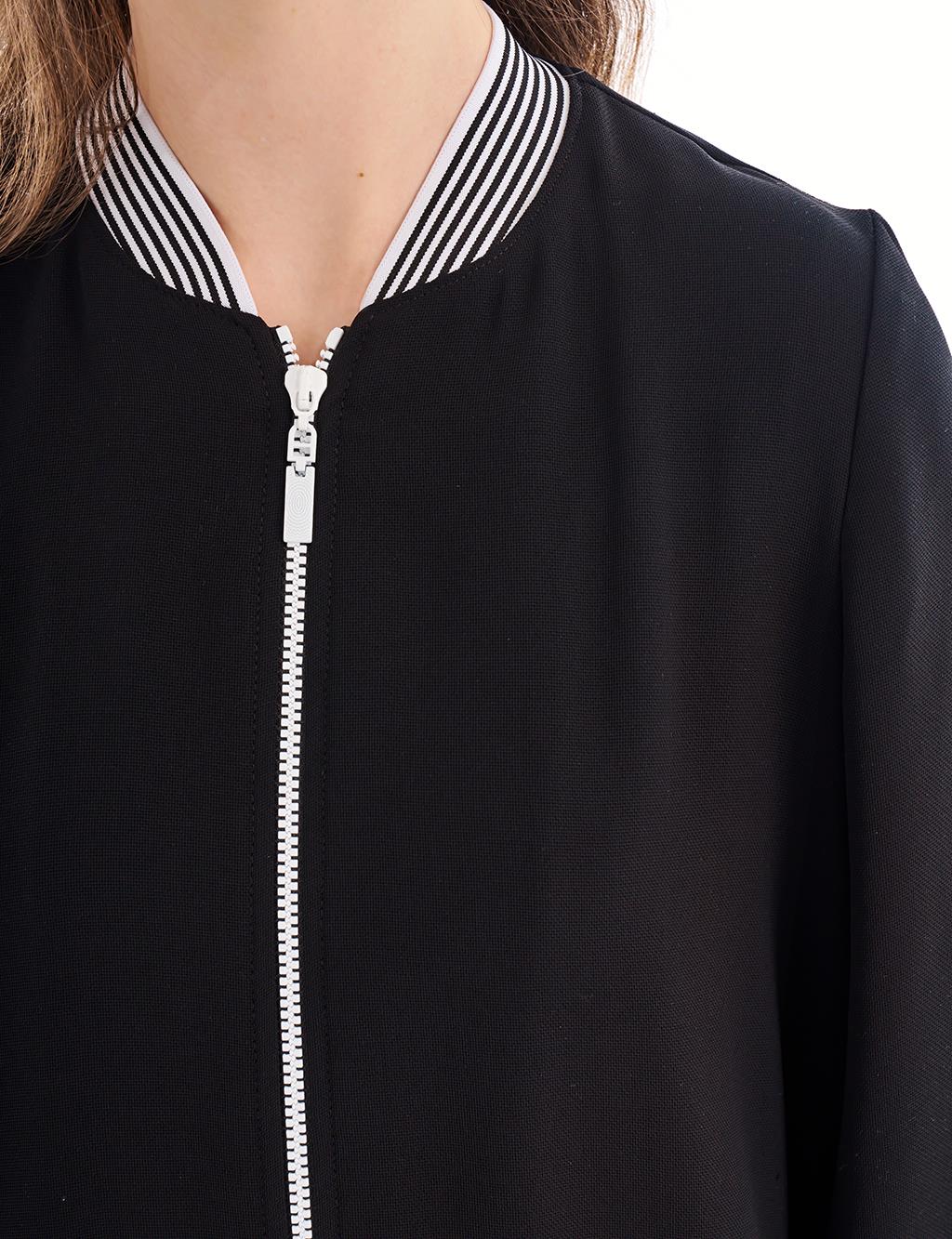 Ribbed Detailed Zippered Wear and Go Black