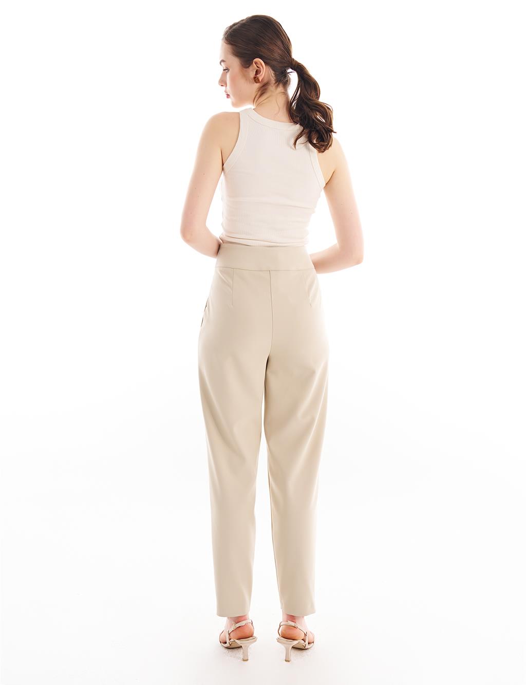 Double Button Carrot trousers Stone