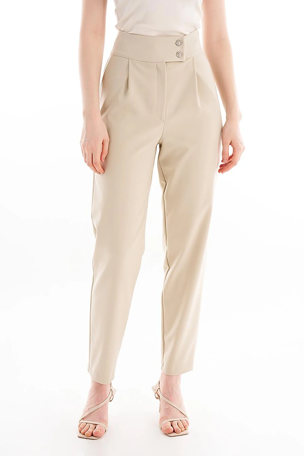 Double Button Carrot Pants Stone