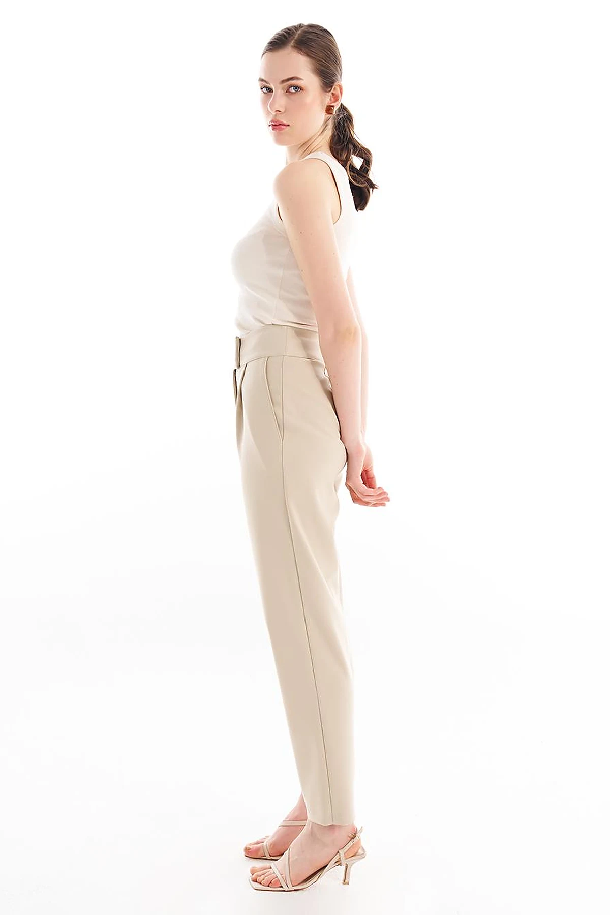 Double Button Carrot Pants Stone
