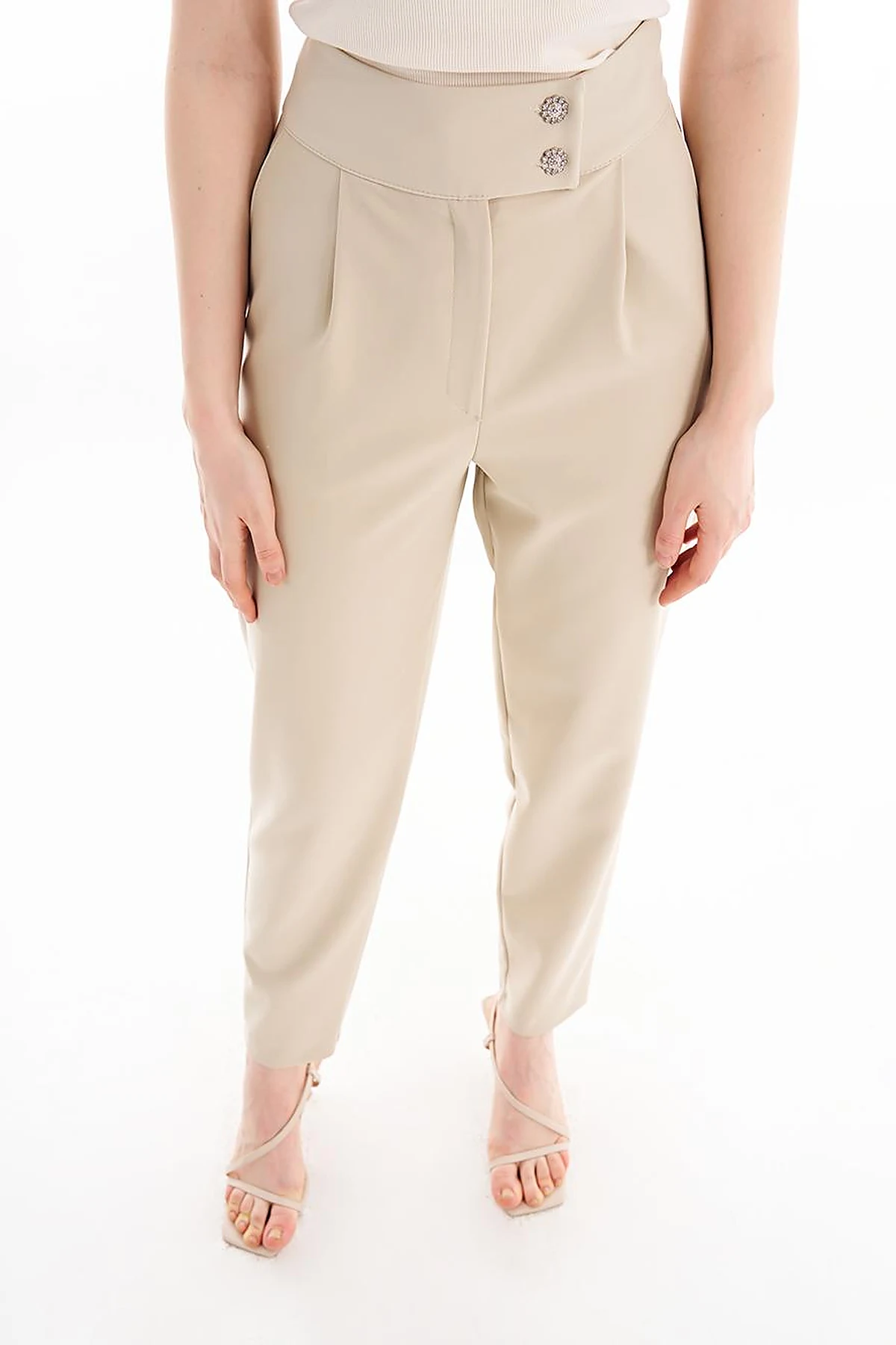 Double Button Carrot Pants Stone