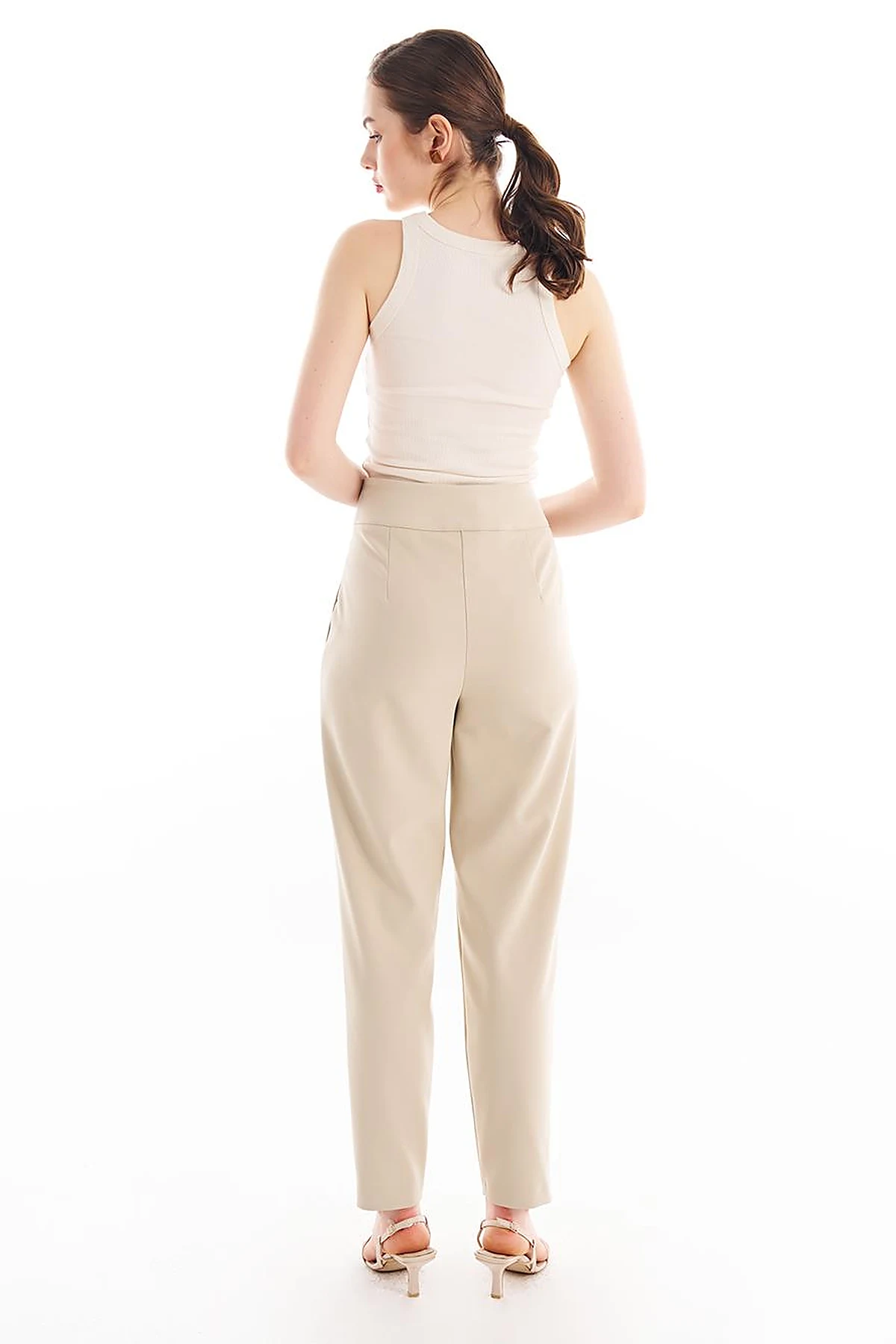 Double Button Carrot Pants Stone