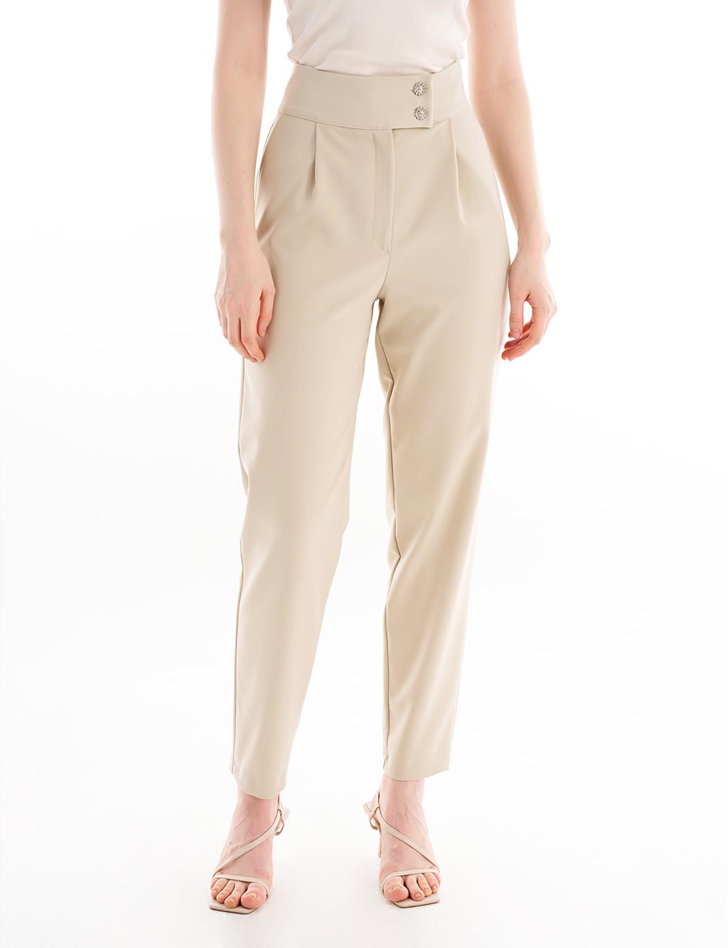 Double Button Carrot trousers Stone