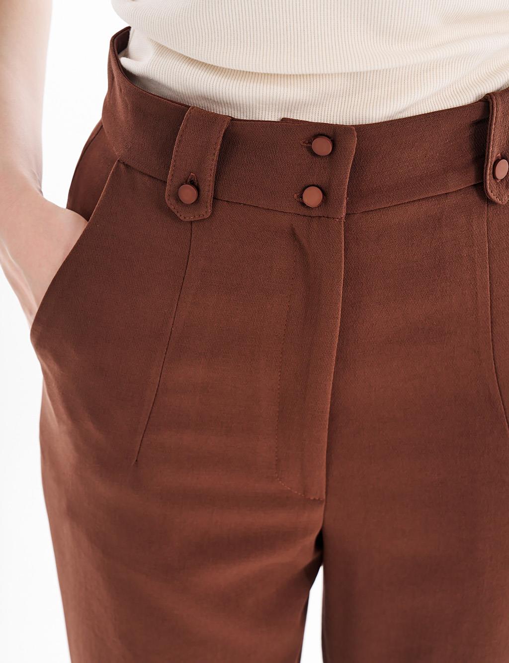 Accessory Detailed Trousers Dark Brown
