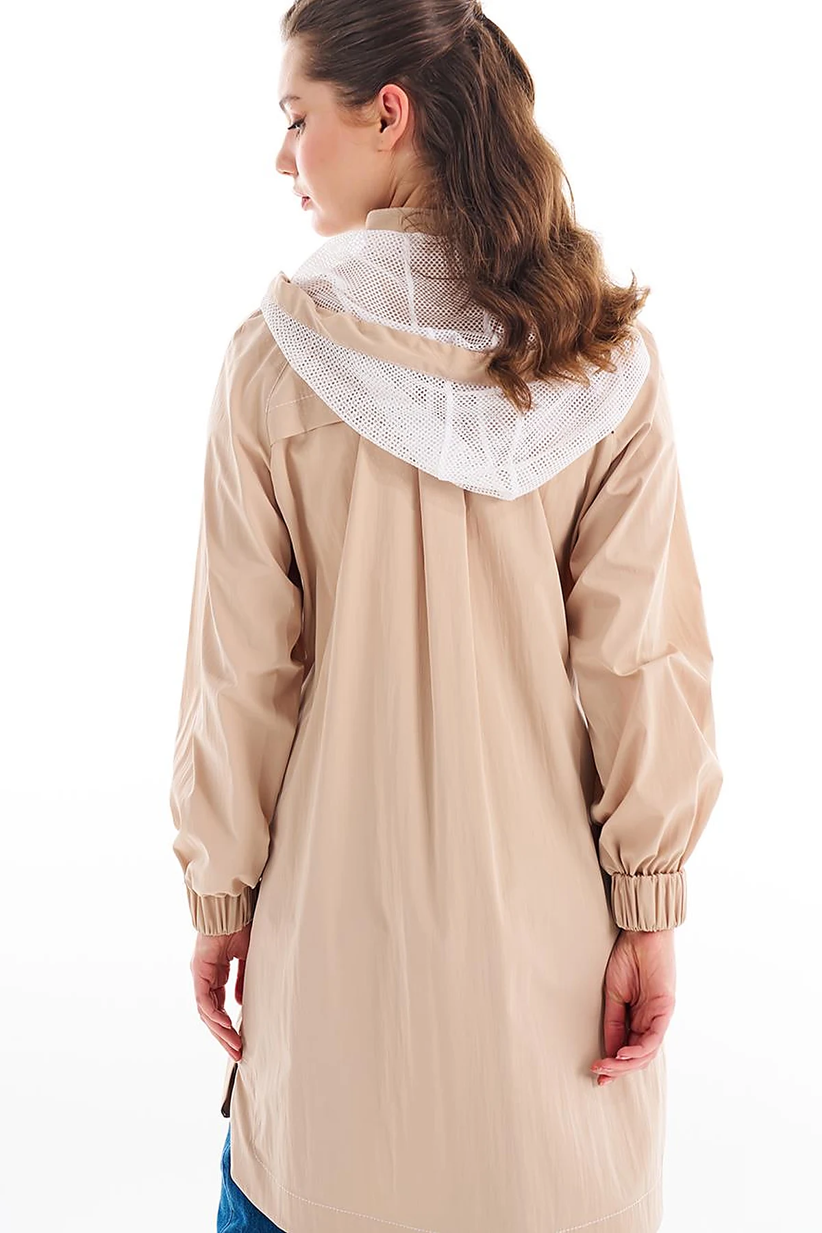 Hooded Detail Throw-On Beige