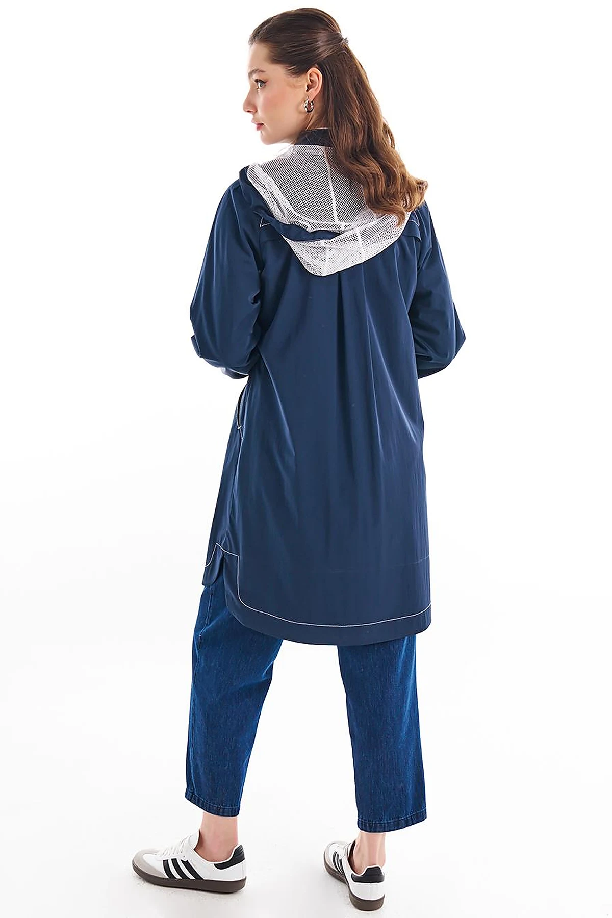 Hooded Detail Throw-On Dark Navy Blue
