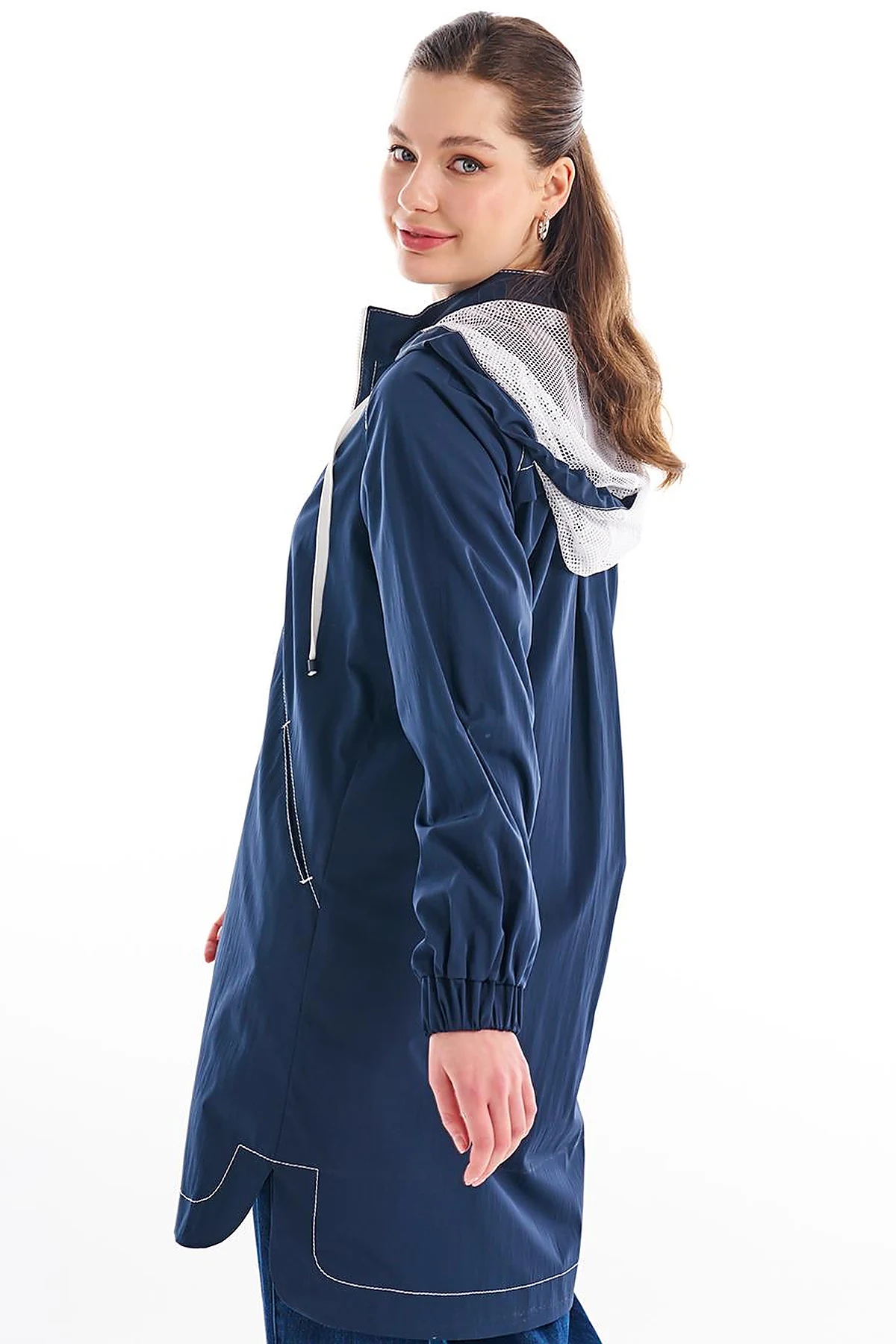 Hooded Detail Throw-On Dark Navy Blue