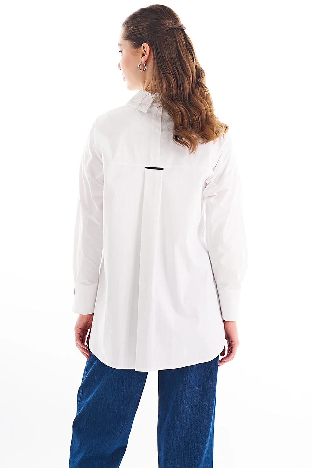 Accessory Detailed Shirt Collar Tunic Optical White