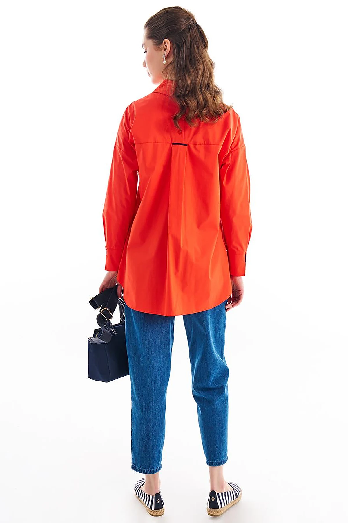 Accessory Detailed Shirt Collar Tunic Red
