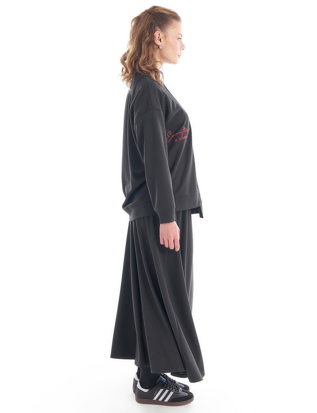 Garnished Skirt Double Suit Black