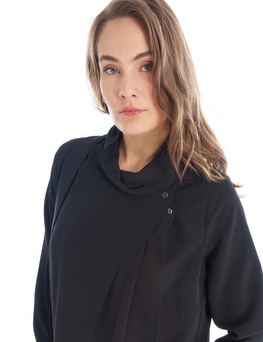 Shawl Collar Embroidered Wear and Go Black