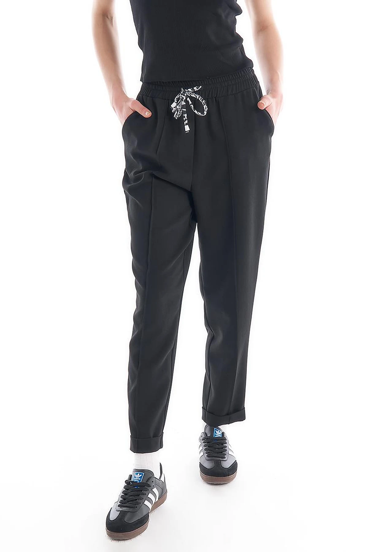 Chima Stitch Lace-Up Pants Black