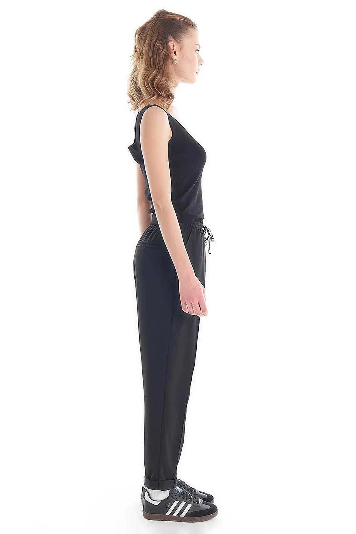 Chima Stitch Lace-Up Pants Black