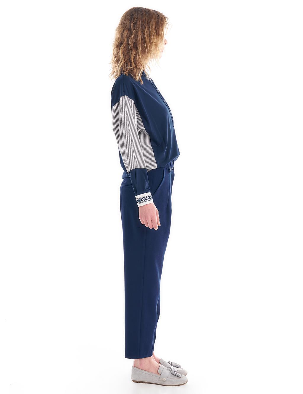 Accessory Detailed Trousers Dark Navy Blue