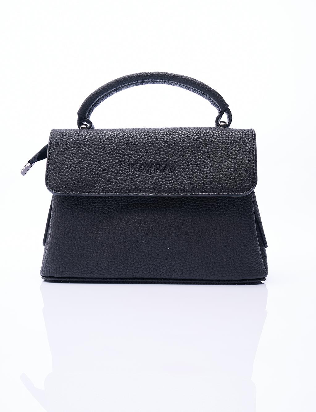 Faux Leather Textured Cover Bag Black