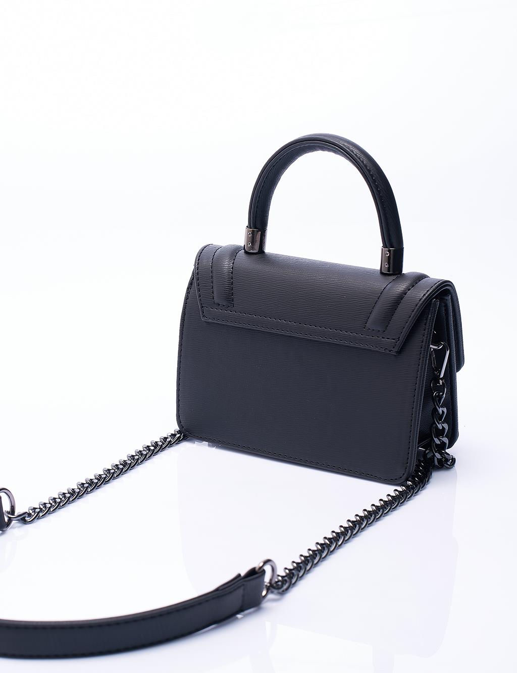 Textured Flap Cover Bag in Black